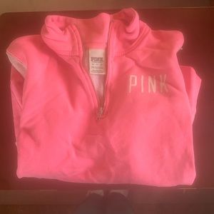PINK quarter zip crew neck